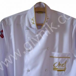 Chef Aşçı - Lale Motifli Beyaz