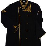 Siyah Sarı Motif Nakışlı Aşçı Ceketi